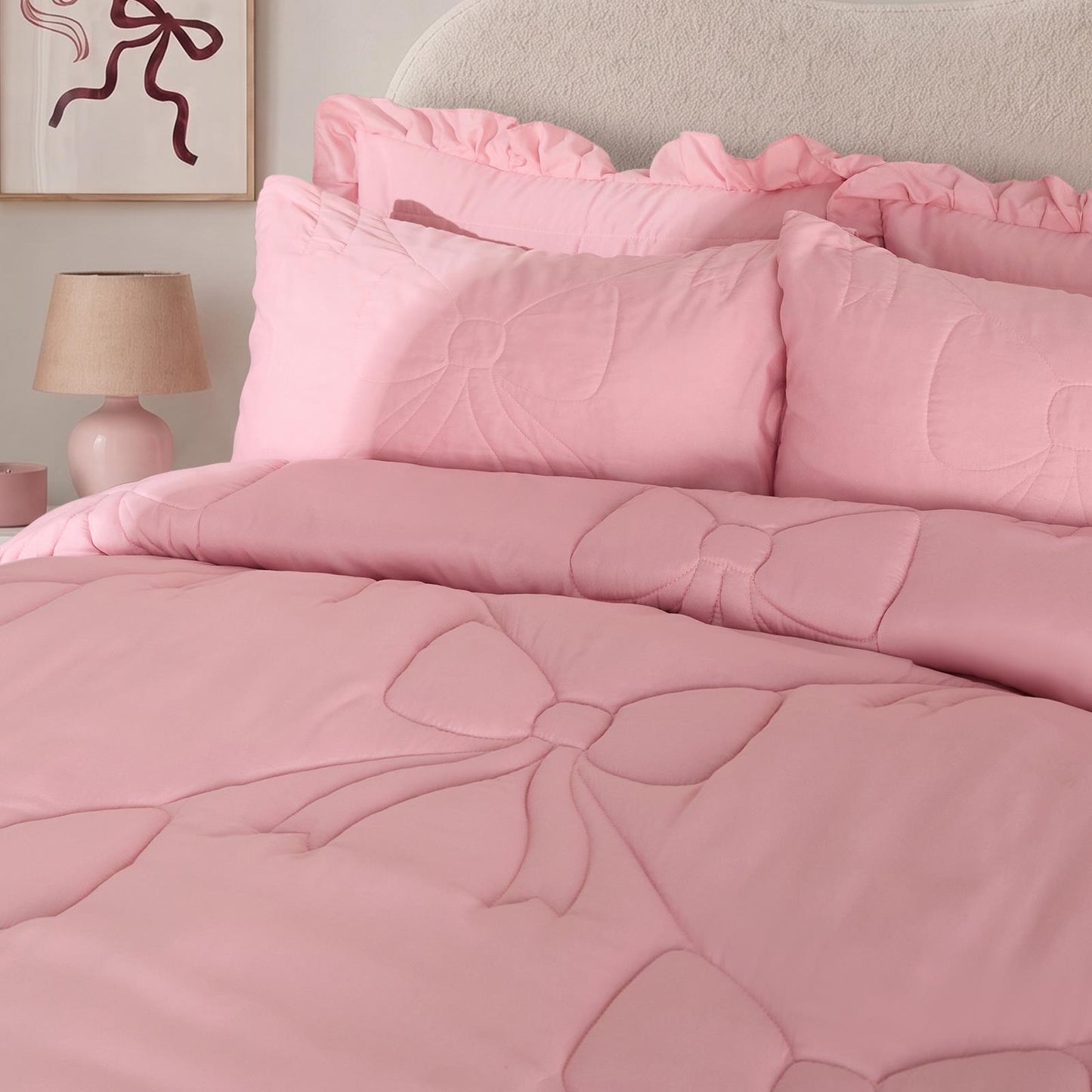 OHS Bow Lattice Coverless 7.5 TOG Duvet Bedding Set with Pillowcase