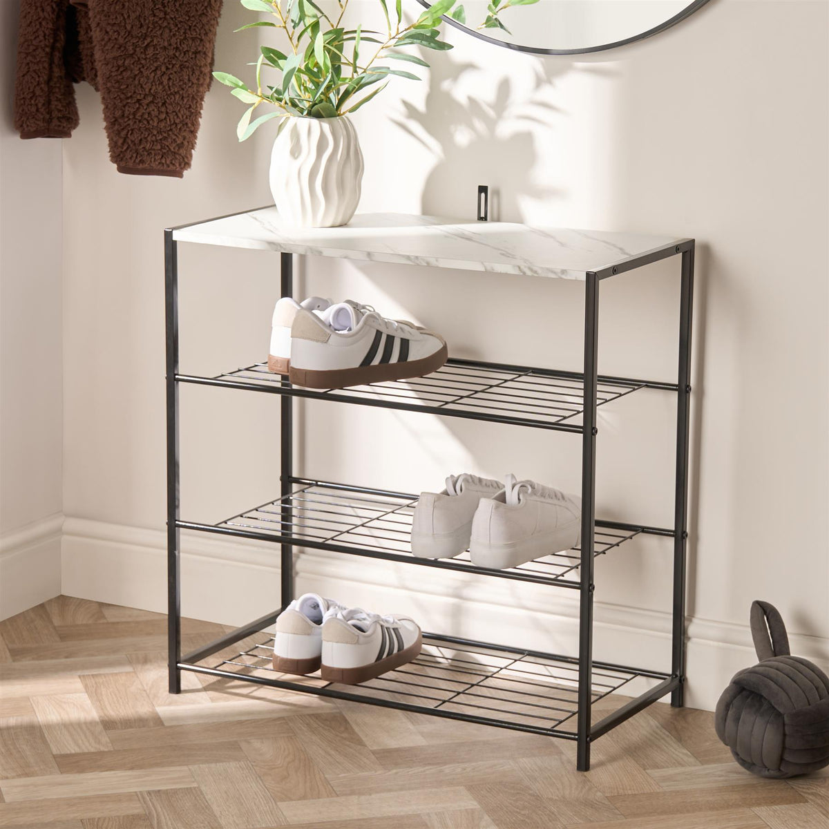 OHS Manhattan Shelf Storage 4 Tier Shoe Organiser Unit Hallway Office Home