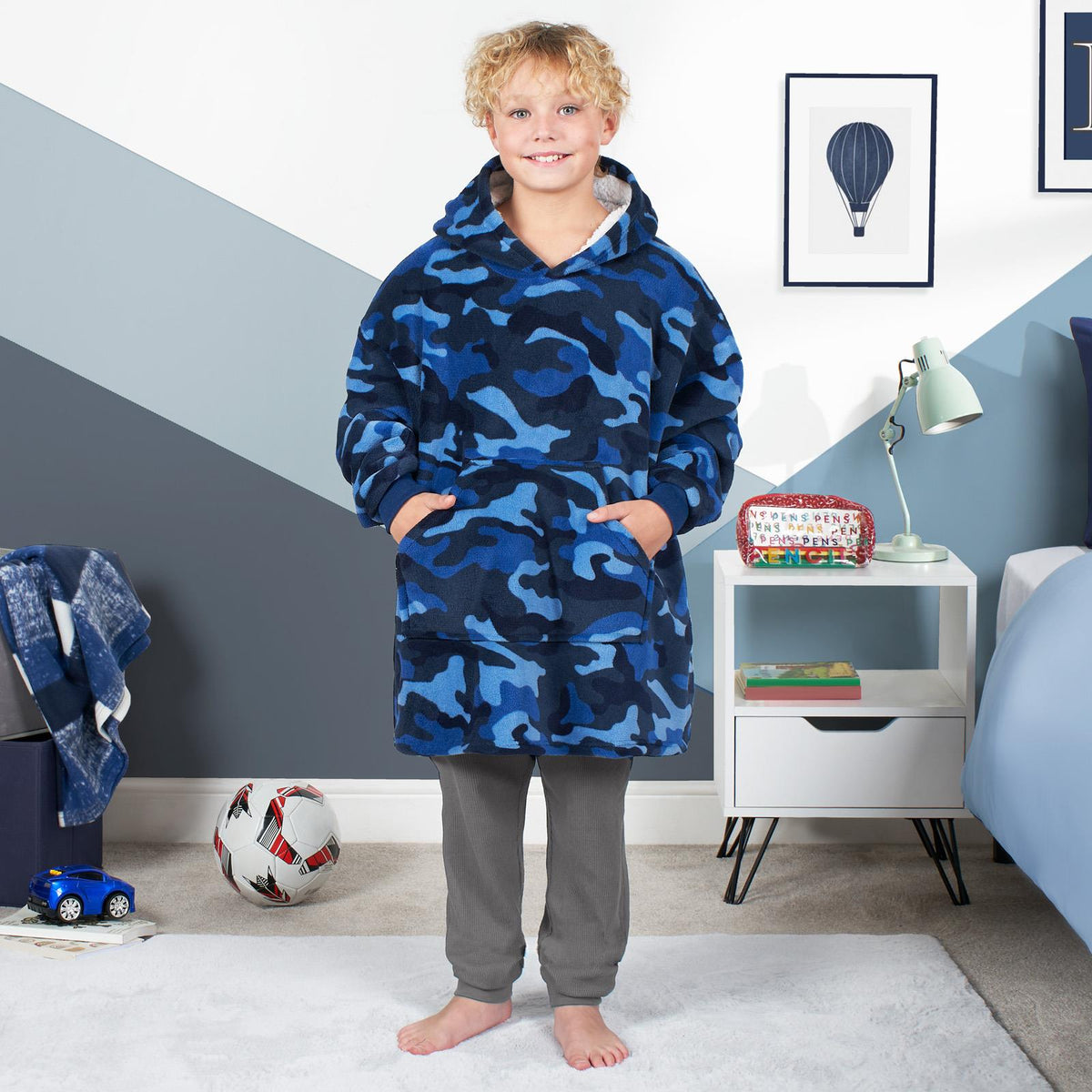 Kids Hoodie Blanket Oversized Sherpa Fleece Jumper Sweatshirt Soft Warm Throw