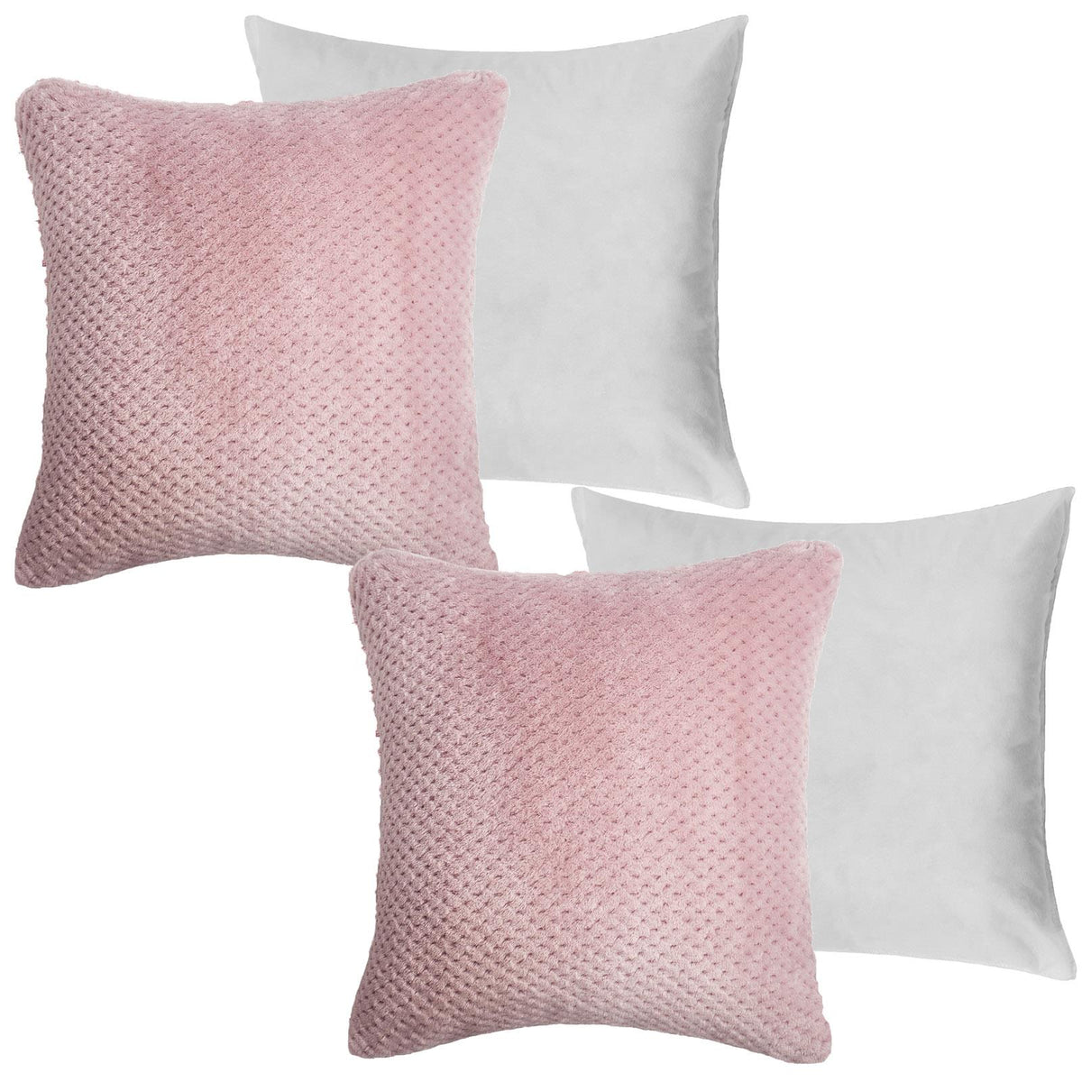 OHS Waffle Fleece Cushion Covers 2/4 Pack Soft Filler Decor