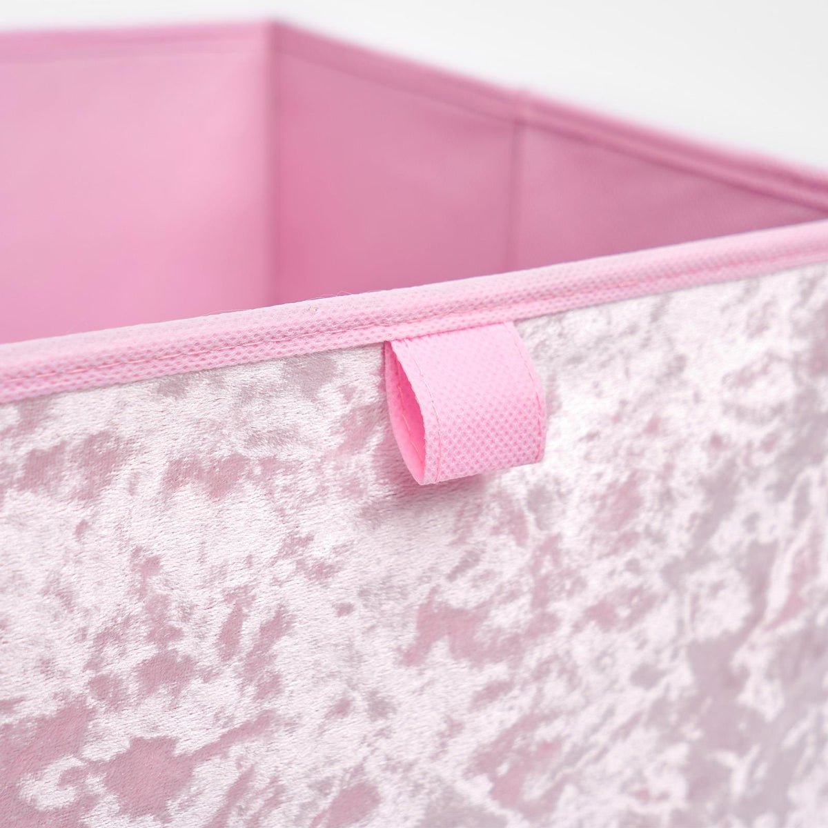 OHS Pack of 4 Crushed Velvet Storage Boxes Collapsible Foldable Square Cube Box