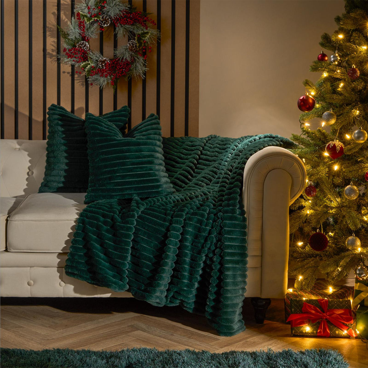 OHS Thick Rib Cushion Covers Faux Fur Soft Fleece Square Pillowcases Home Decor