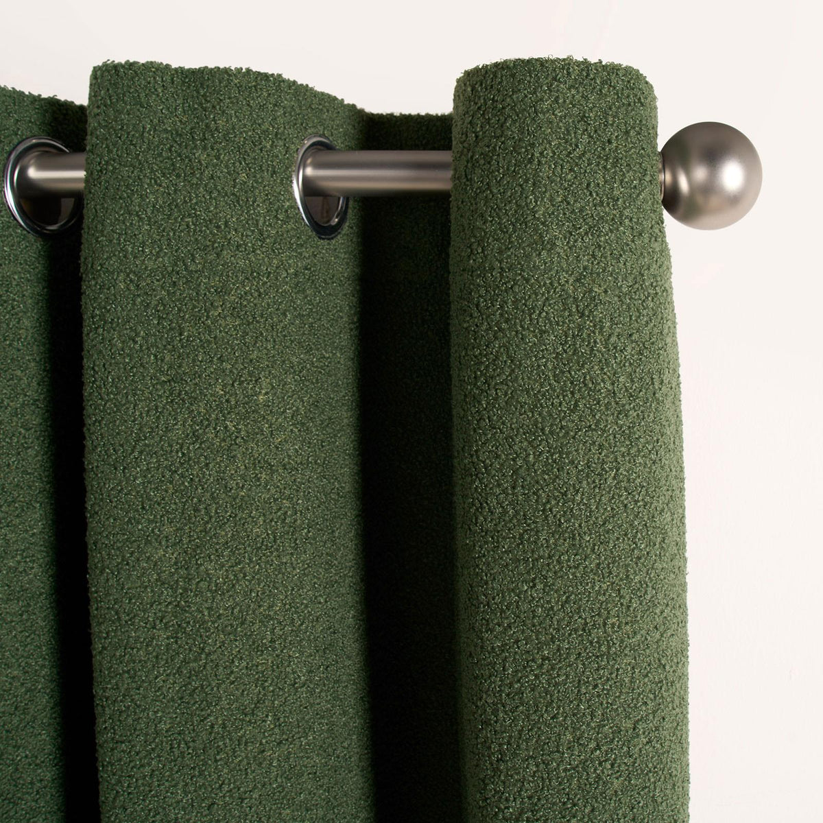 OHS Boucle Eyelet Curtains Blackout Pair Ready Made Ring Top Energy Saving