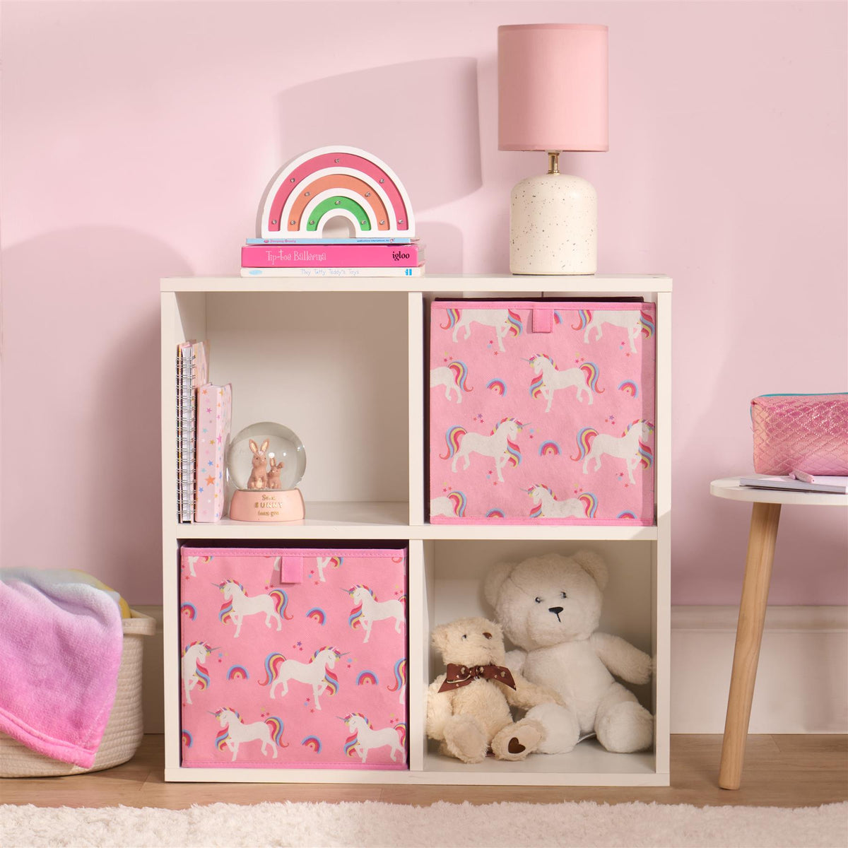 Storage Cube Boxes Unicorn 2/4 Pack Folding Space Saving Shoe Toy Cube Tidy Set