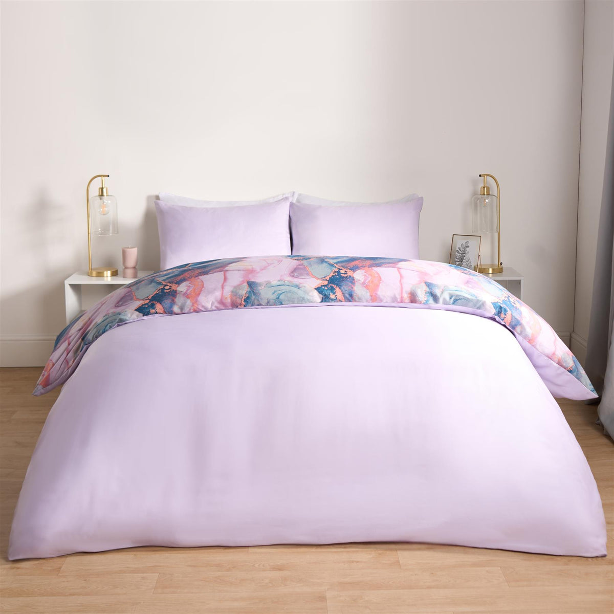 OHS Marble Bedding Set Reversible Duvet Cover with Pillowcase Single Double King