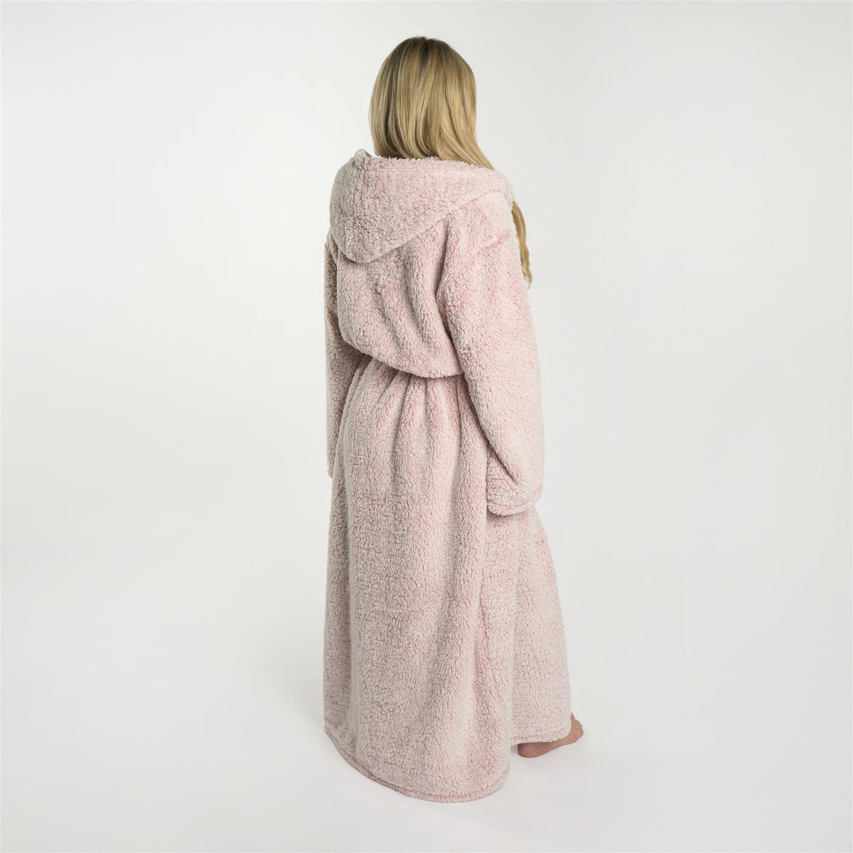 OHS Teddy Marl Fleece Soft Adults Dressing Gown Unisex Full-Length Robe
