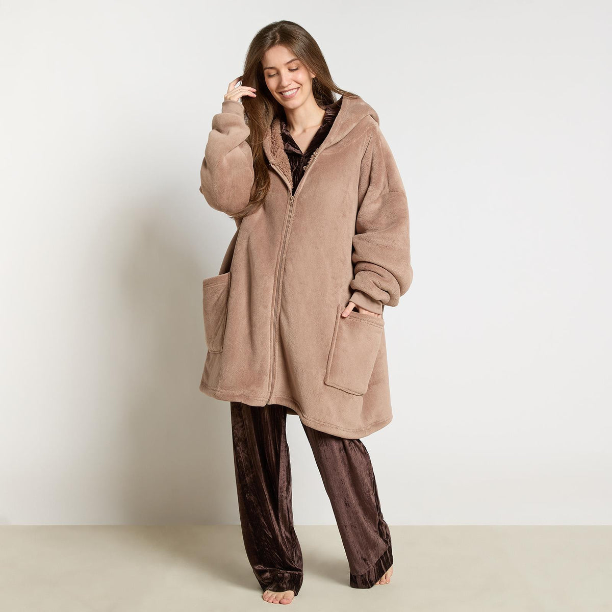 OHS Zip Up Hoodie Blanket Oversized Sherpa Fleece Thermal Sweatshirt Jumper