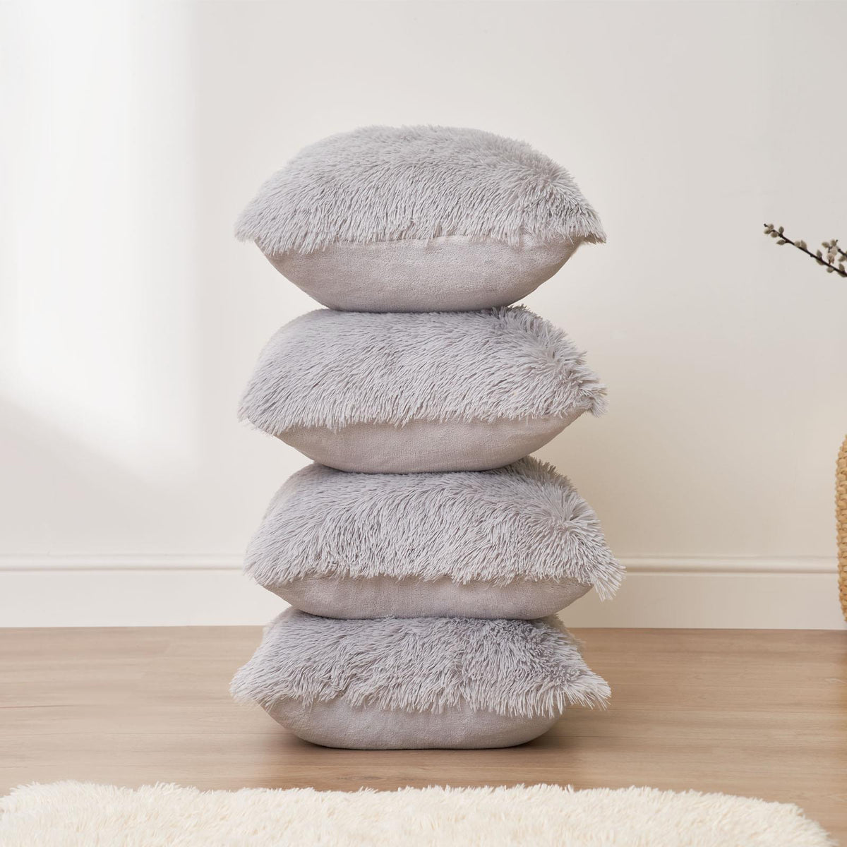 OHS Fluffy Cushion Covers 2 Pack Soft Fleece Square Pillowcases Home Decor