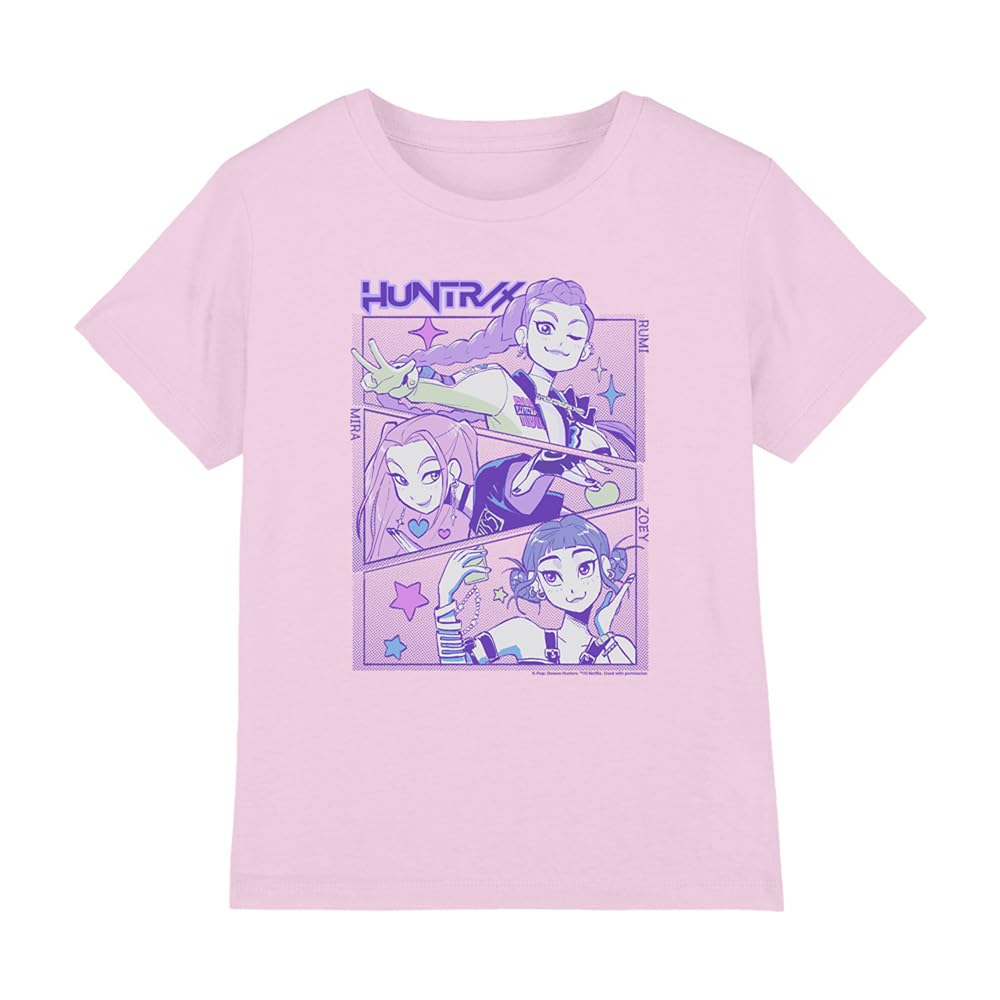 Kpop Demon Hunters Unisex Kids K-pop Demon Hunters - Anime Huntrix Huntr/X Kids T Shirt, Black T-Shirt (Pack of 1)