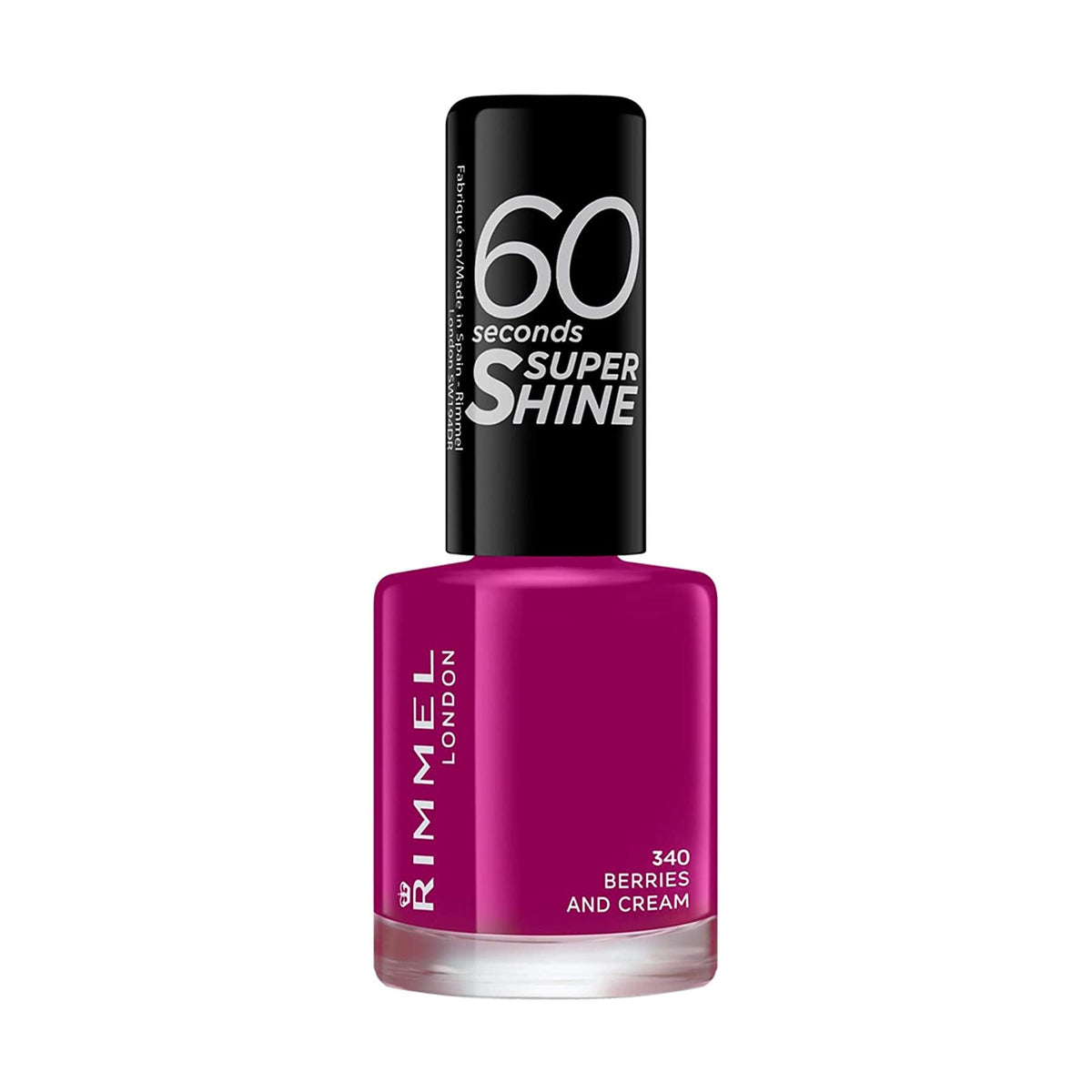 Rimmel 60 Seconds Super Shine Nail Polish, 740 Clear, Quick-Dry Nail Polish, Ultra-Shiny Finish, Easy to Apply, Vibrant Colour, Long-Wearing, Improved Formula, Vegan, 8ml
