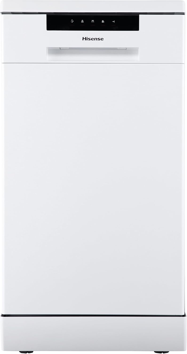 Hisense HS523E15WUK Slimline 10 Places Free Standing Dishwasher White with 30 Minutes Quick Wash [Energy Class E]