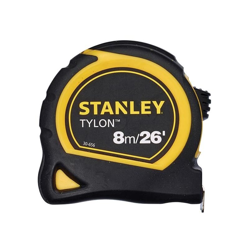 STANLEY 8m/26ft Tylon Tape Measure with TRU-ZERO Anchor Hook, Retractable, High Visibility Tape Measure, 8m x 25mm, 0-30-656