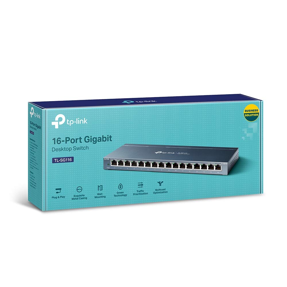 TP-Link TL-SG105S, 5 Port Gigabit Ethernet Network Switch, Ethernet Splitter, Hub, Desktop and Wall-Mounting, Sturdy Metal, Fanless, Plug and Play, Energy-Saving
