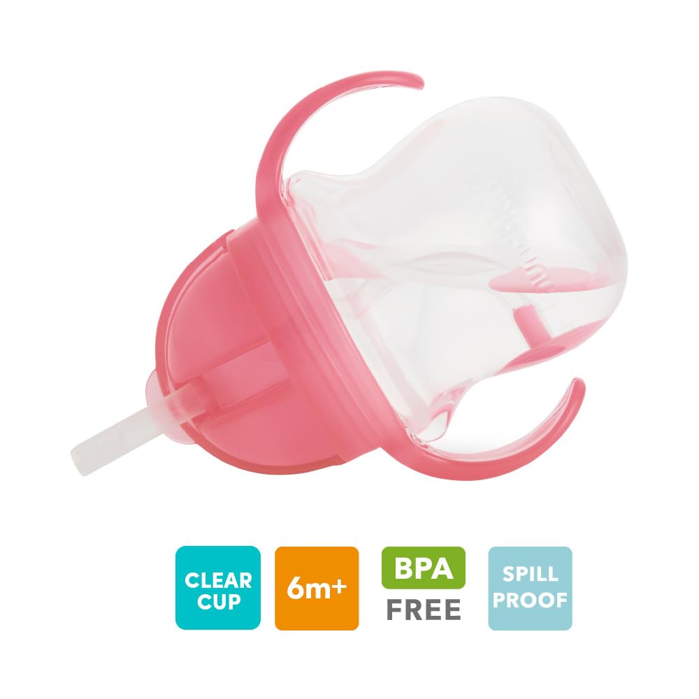Munchkin Click Lock Tip & Sip Straw Cup Set| Baby & Toddler Sippy Cups with Straw| BPA Free Non Spill Cup| Dishwasher Safe Baby Straw Cup| Weighted Straw Childrens Cups| 7oz/207ml| 2 Pack| Pink/Purple