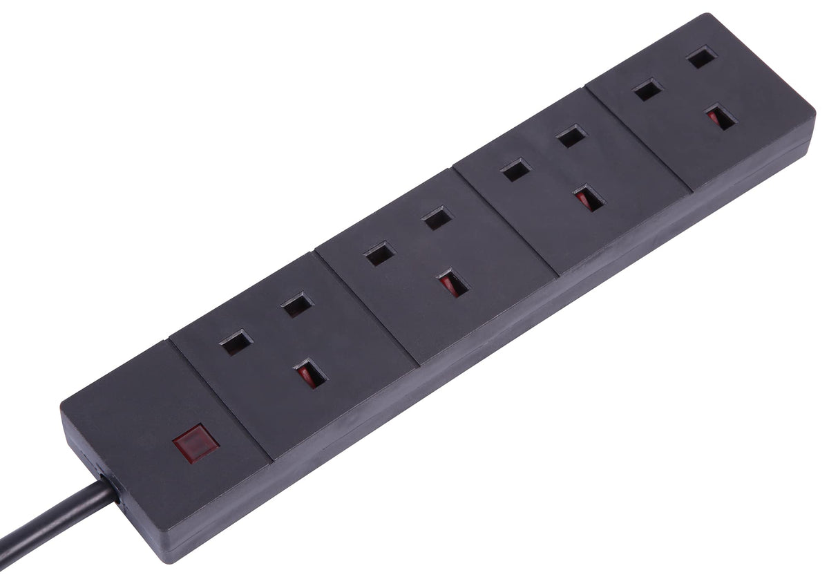 Pro Elec 3 m 4 Socket Neon On Light Extension Lead - White