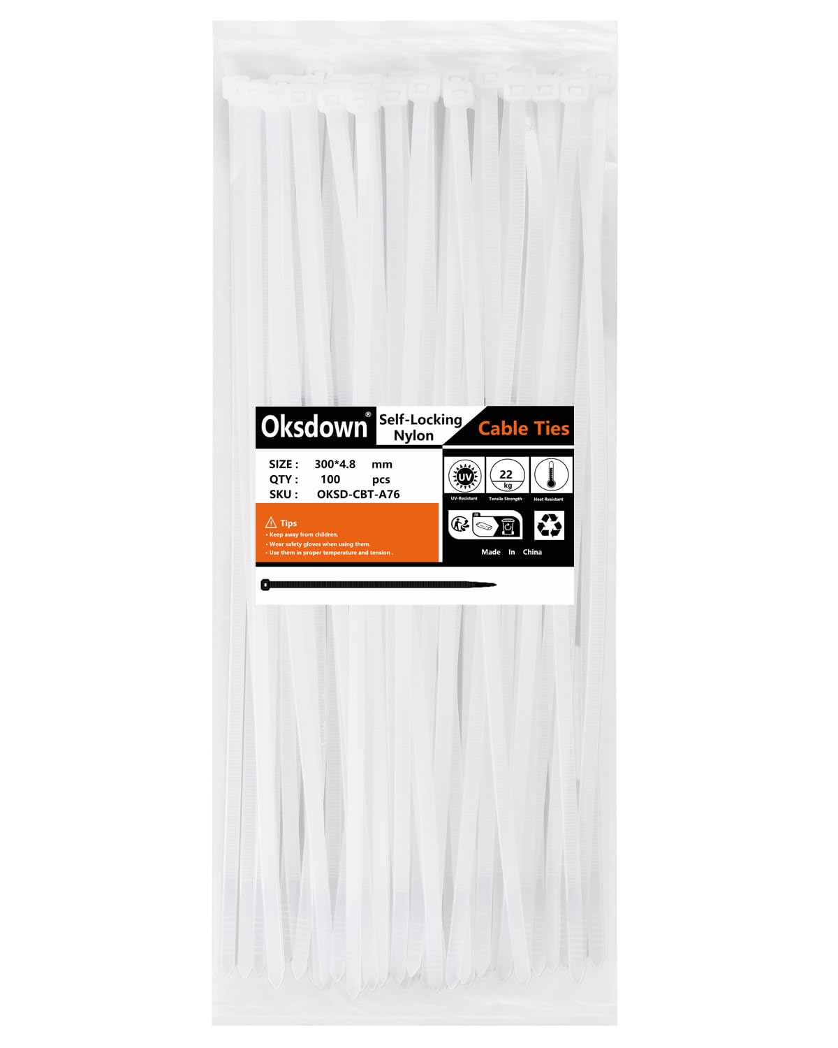 100 Pack Yellow Plastic Cable Ties 300mm×3.6mm Heavy Duty Strong Nylon Premium Self Locking 12 inch/30 cm Long Zip Tie Wraps