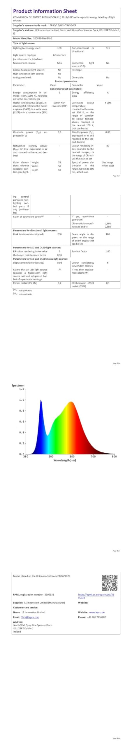 Lepro GU10 LED Bulbs A Rated, Cool White 6500K, 590LM,3.3W (50W Equivalent)