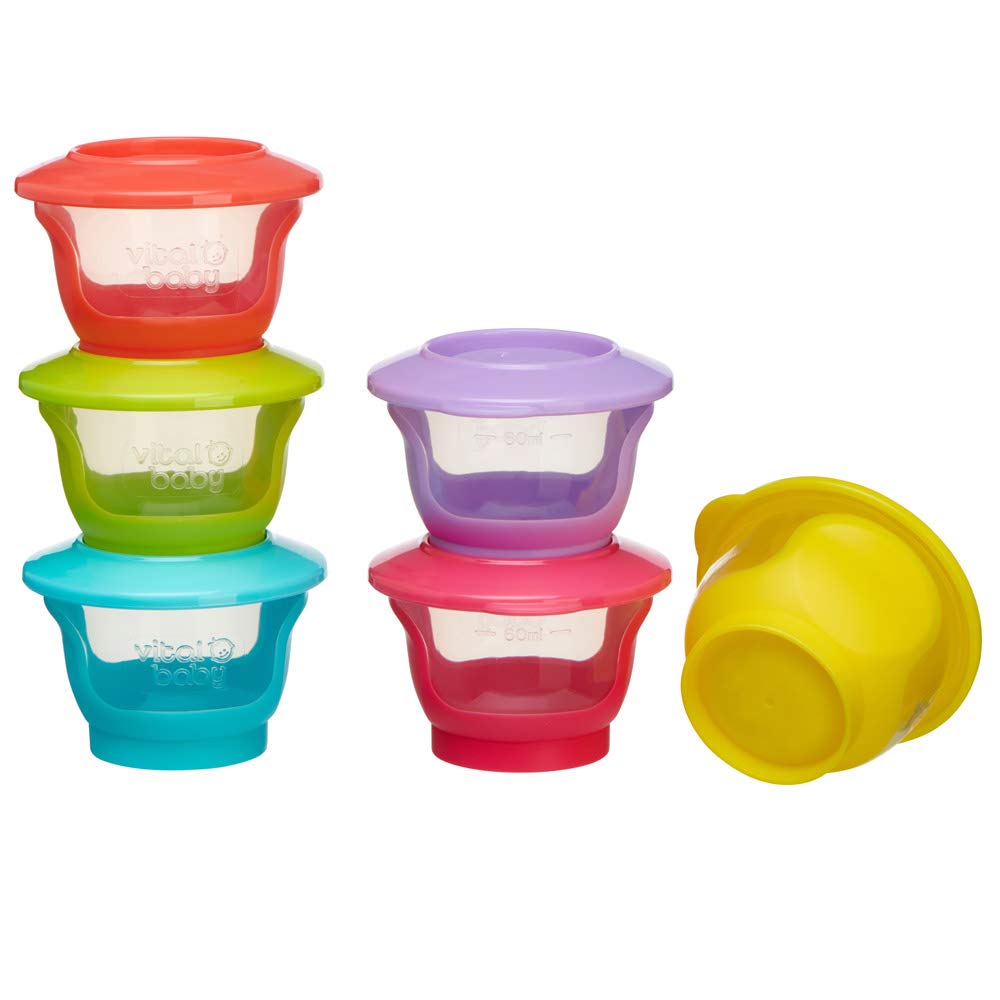 Vital Baby Store & Wean Baby Food Pots 60ml, 6 Pack | Leakproof, Stackable