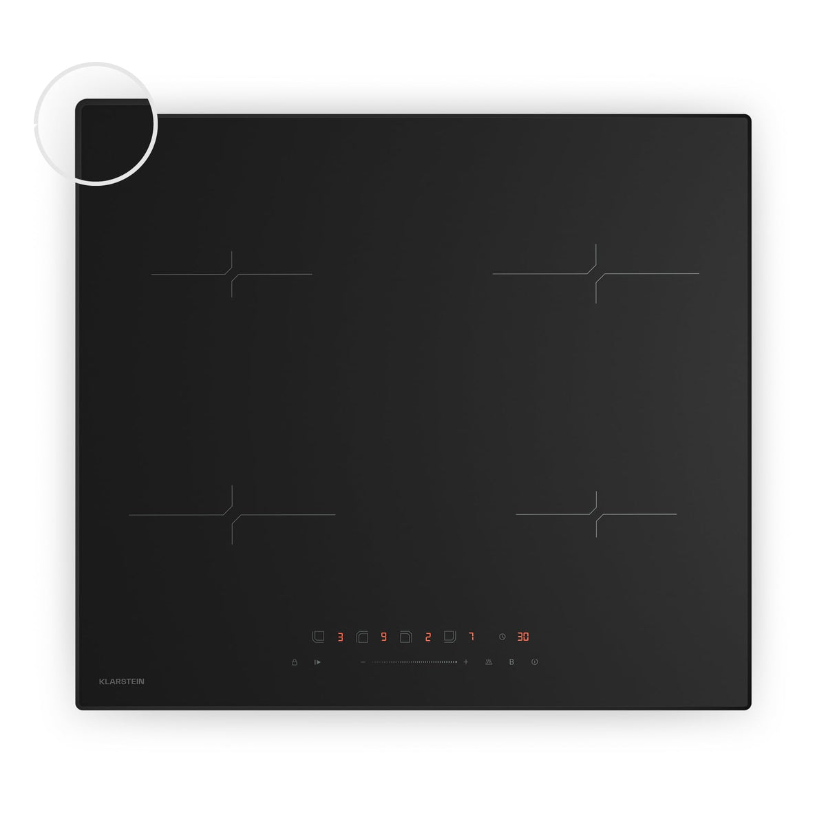 Klarstein Velaire Induction Hob 90 cm – 5 Zone Cooktop 7200W, Touch Slider, 9 Power Levels, 2 Flex Zones, Residual Heat Indicator