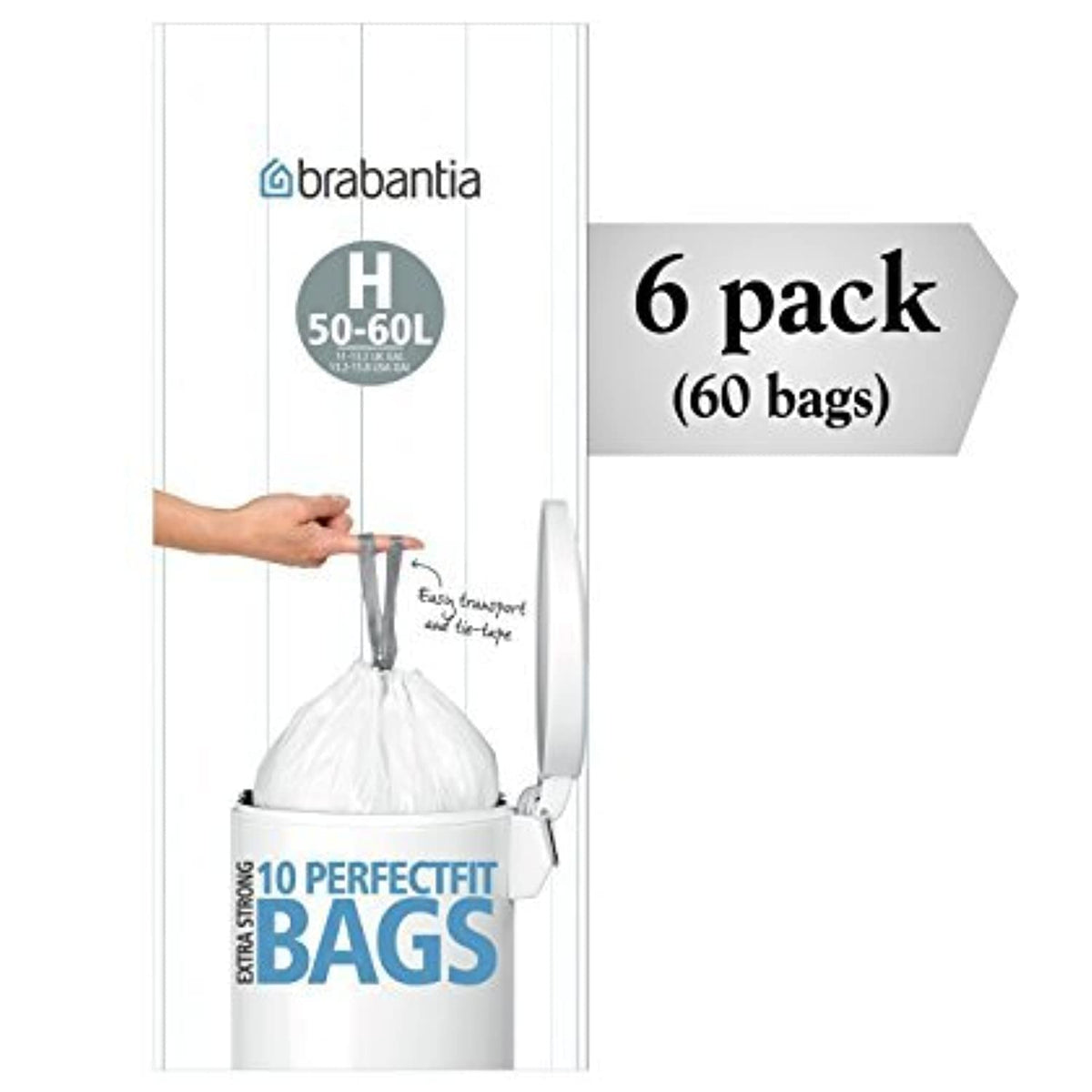 Brabantia Heavy Duty Perfect Fit Bin Liners (5 Packs of 20) 10-12 Litre