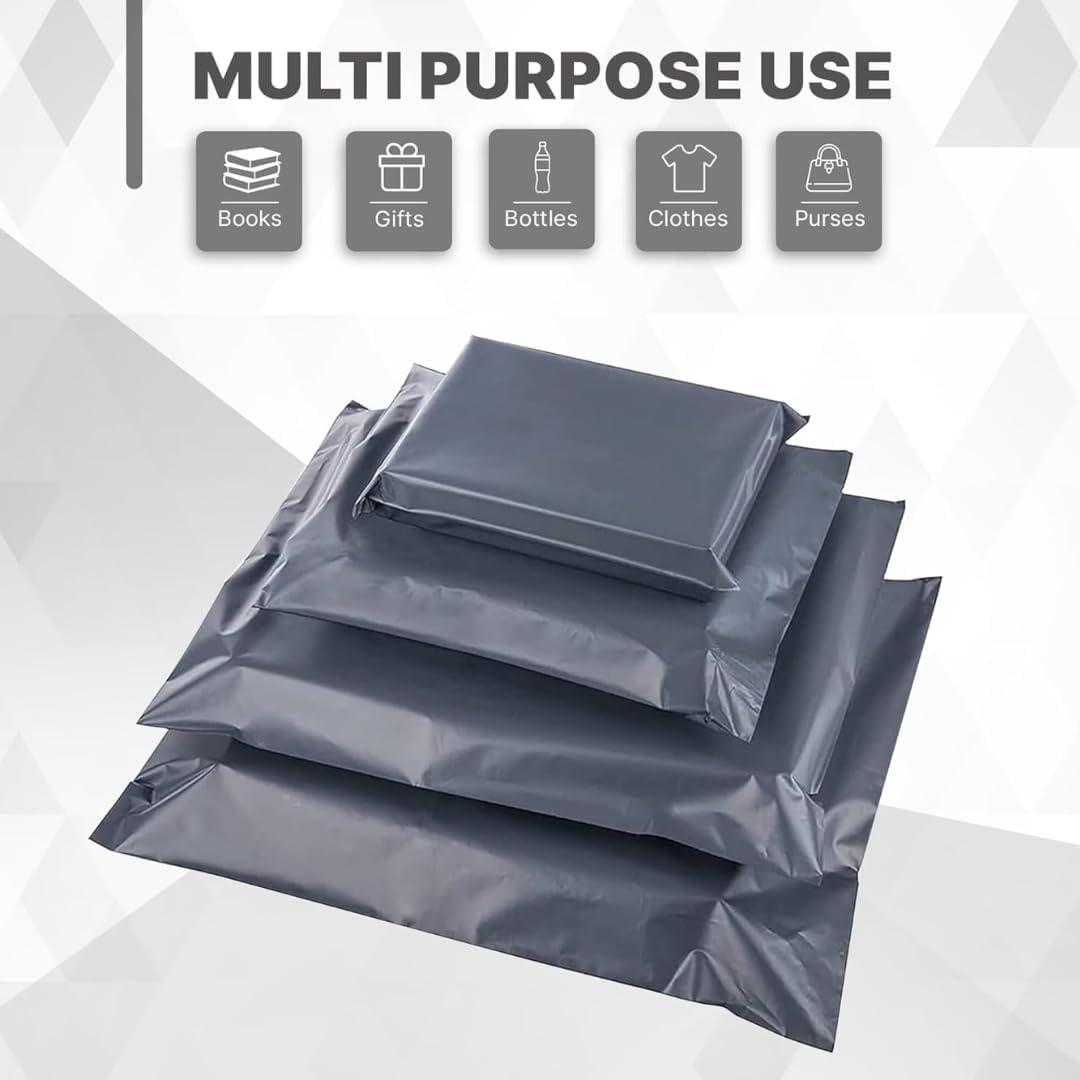 100 Pcs Grey Mailing Bags 12x16 Inch, Self-Seal Poly Postal Envelopes for Parcels, Medium Postage Packaging 305mm x 407mm