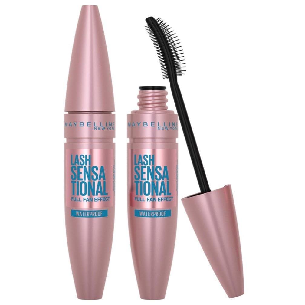 Maybelline Mascara, Lash Sensational Volumizing & Thickening, Eyelash Lengthening, Flake Free Formula, Layer Reveal Brush, Defining Mascara, Maybelline New York, Shade: Very Black