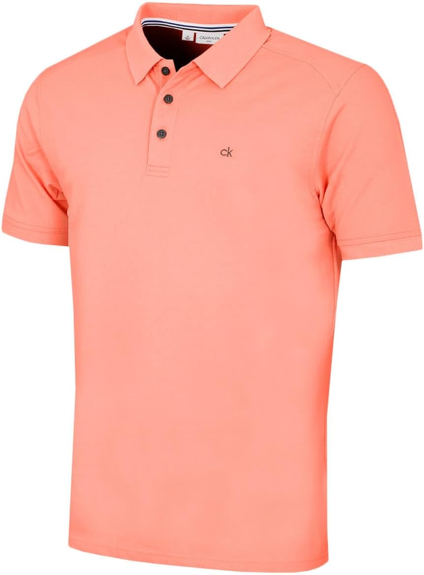 Calvin Klein Mens 2026 Campus 3 Button Ribbed Collar Golf Polo Shirt