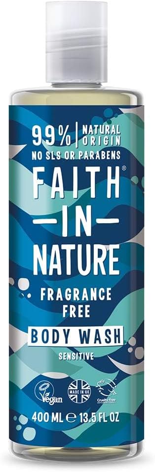 Faith In Nature Natural Fragrance Free Body Wash, Sensitive, Vegan and Cruelty Free, No SLS or Parabens, 400 ml