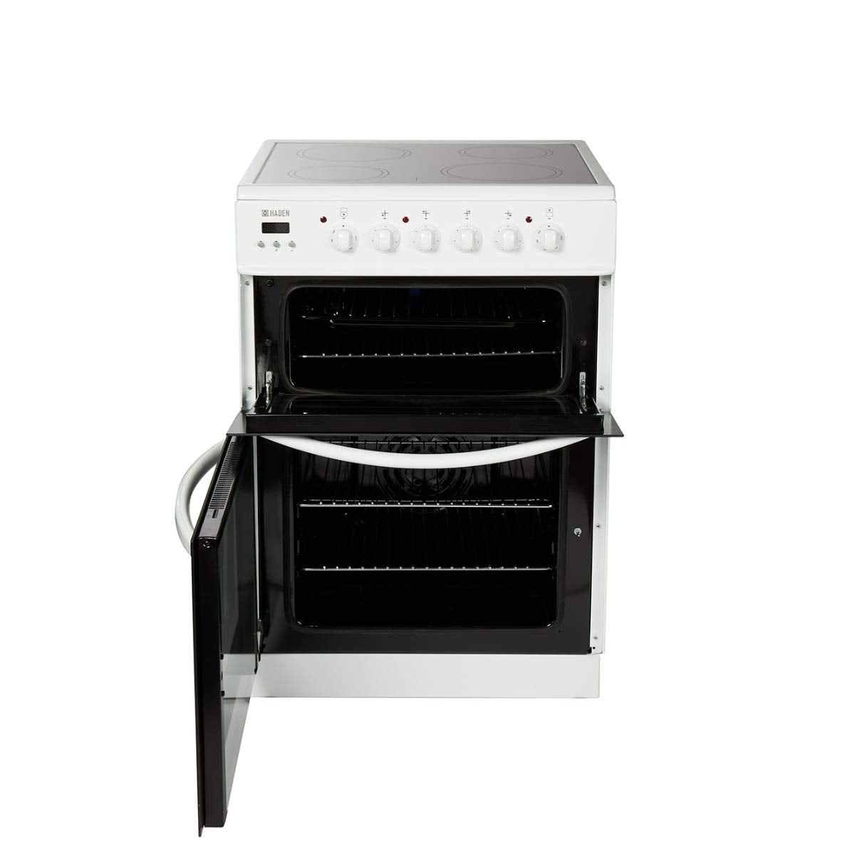 Haden Double Oven 50cm Electric Cooker 4 Zone Ceramic Hob White