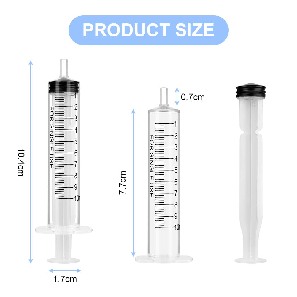 OFFCUP Plastic Syringes, 8pcs No Needle Syringe, 10ml Liquid Measuring Syringe with Luer Slip Tip for Refilling and Measuring Liquids, Scientific Labs Experiment, Feeding Pets (No Needle)