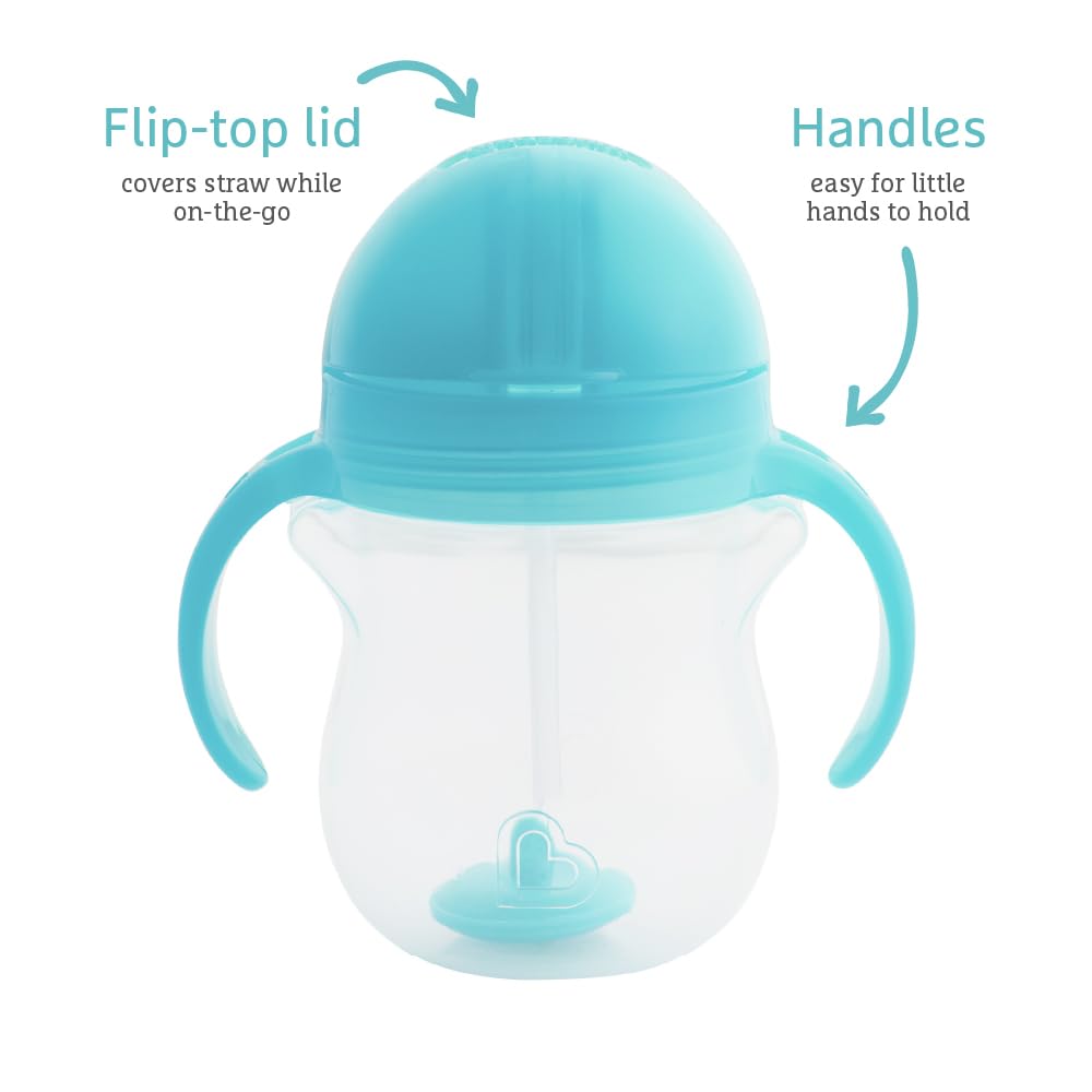 Munchkin Click Lock Tip & Sip Straw Cup Set| Baby & Toddler Sippy Cups with Straw| BPA Free Non Spill Cup| Dishwasher Safe Baby Straw Cup| Weighted Straw Childrens Cups| 7oz/207ml| 2 Pack| Pink/Purple