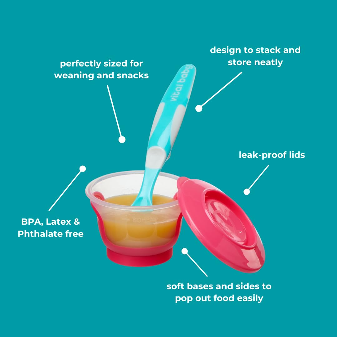 Vital Baby Store & Wean Baby Food Pots 60ml, 6 Pack | Leakproof, Stackable