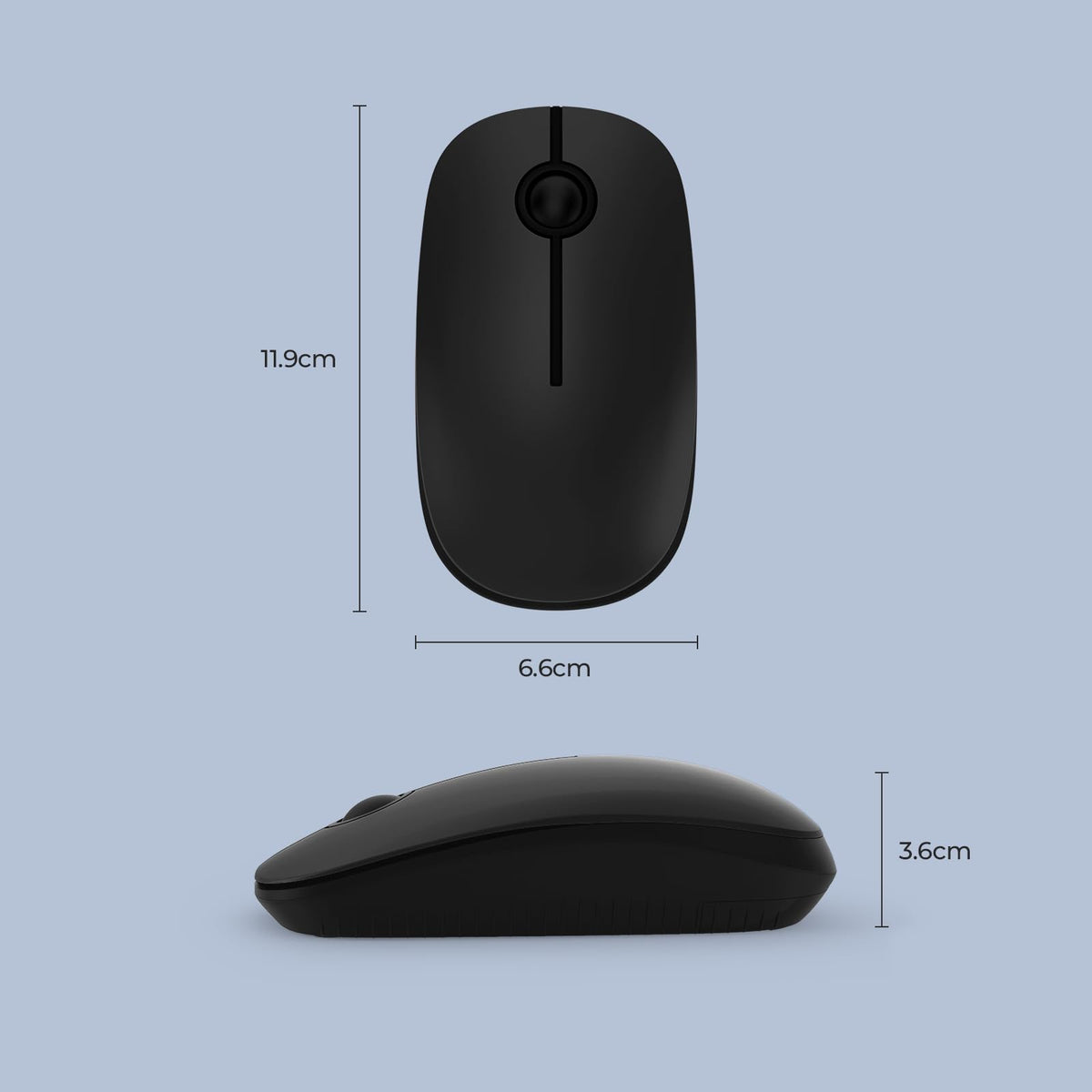 Seenda Wireless Mouse, Silent with 2.4G USB Receiver, Black