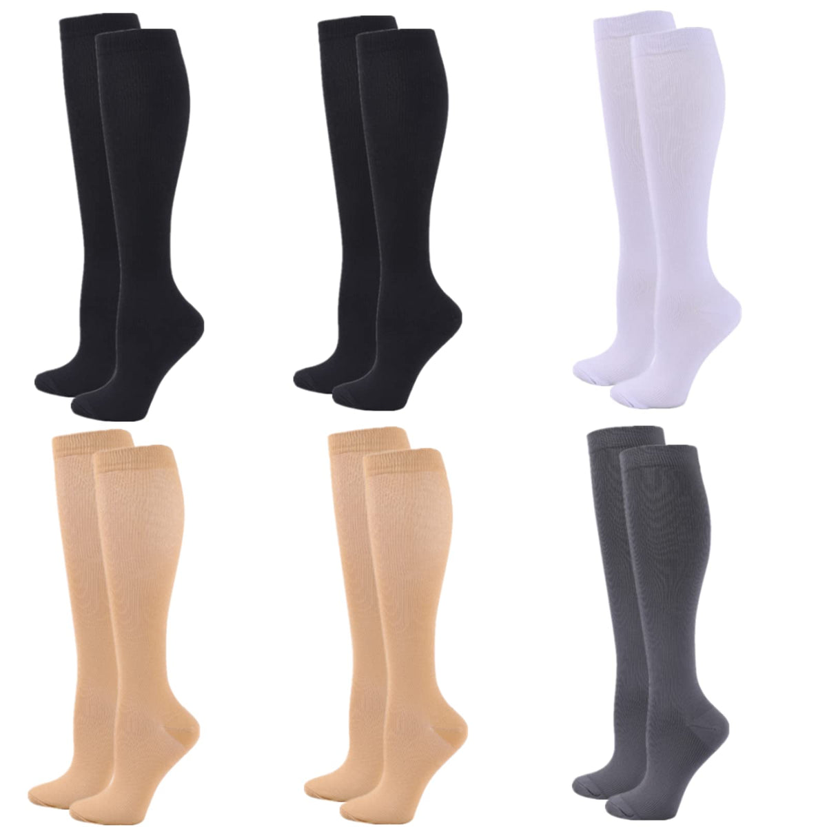 Compression Socks for Women Men, 2/3/4/6 Pairs 20-25mmHg Knee High Socks Compression Stockings for Sport, Athletic, Edema, Diabetic, Varicose Veins, Travel, Pregnancy, Nursing