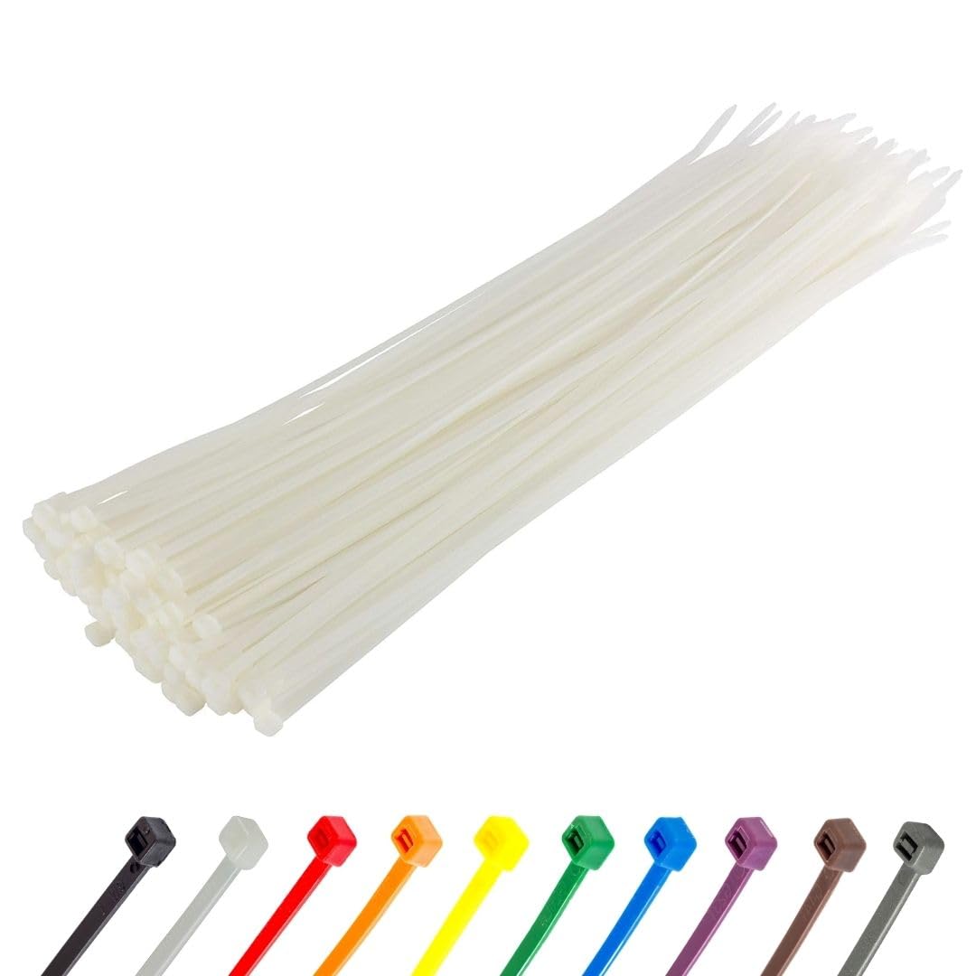 Gocableties Small Silver Cable Ties, 100mm x 2.5mm, Pack of 100, 4” Premium Nylon Zip Ties, Plastic Tie Wraps, Secure Self-Locking Mechanism, for Home, Garden, Office and DIY