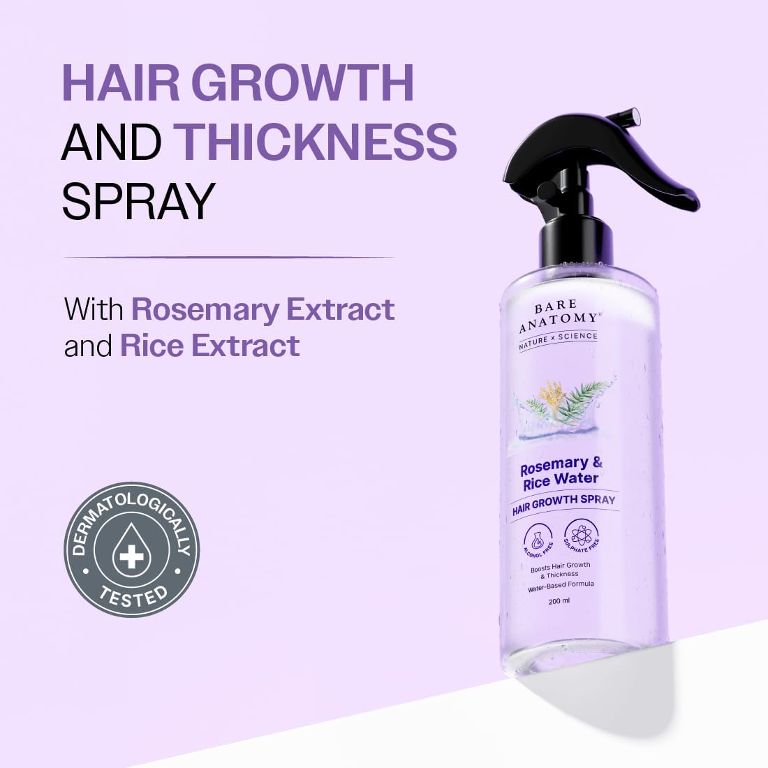 Bare Anatomy Rosemary & Rice Water Growth Spray | All Hair Types | 200ml