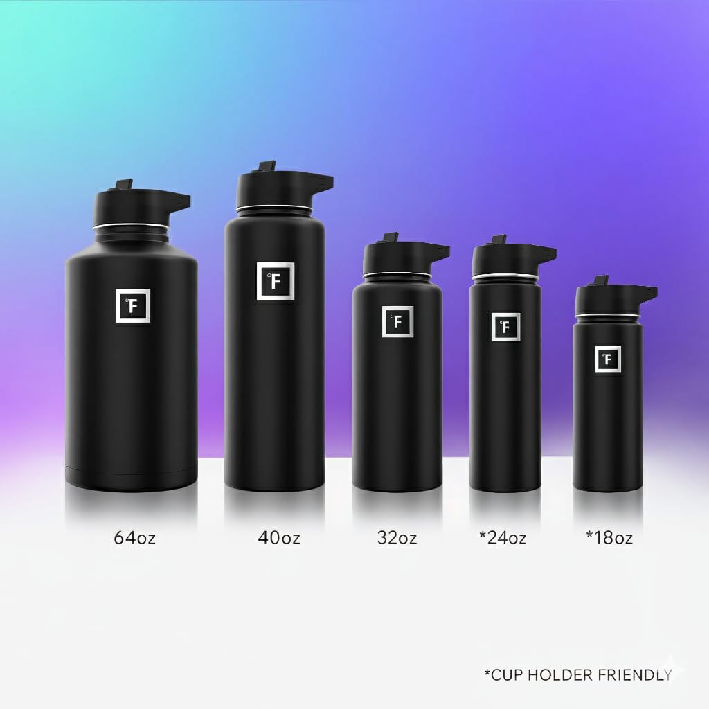 Insulated Water Bottle with Straw - 650/950/1200/1800 ml - Leakproof Double-Walled Stainless Steel Metal Drink Flask BPA-Free - Sports Travel Gym Camping Hiking Kids