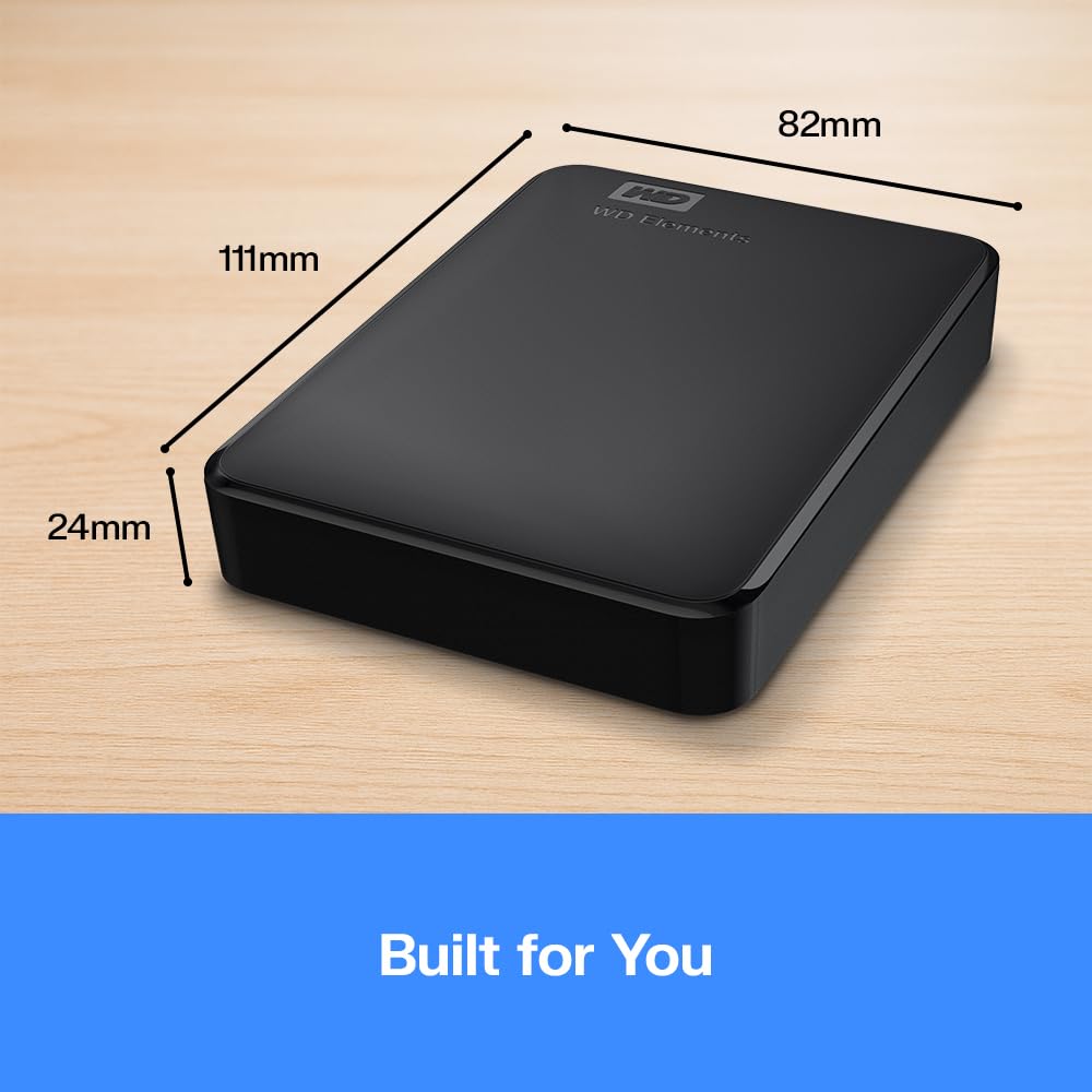 WD 5TB Elements AE Portable External Hard Drive, SuperSpeed USB 3.2 Gen 1/USB 3.0, Plug-and-Play, Formatted for Windows, Black