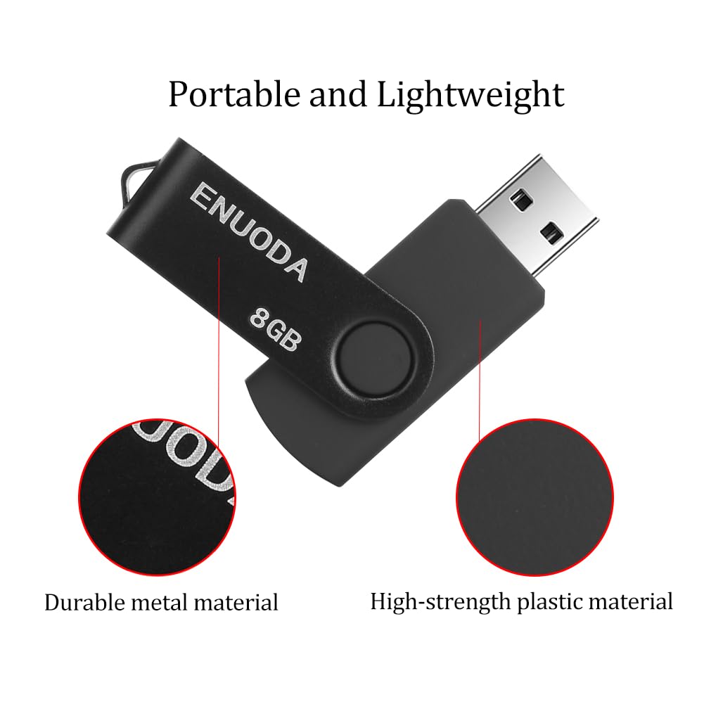 ENUODA Memory Stick 128GB USB 2.0 Flash Drives Swivel Design Storage Thumb Drive Pen Drive (Black)