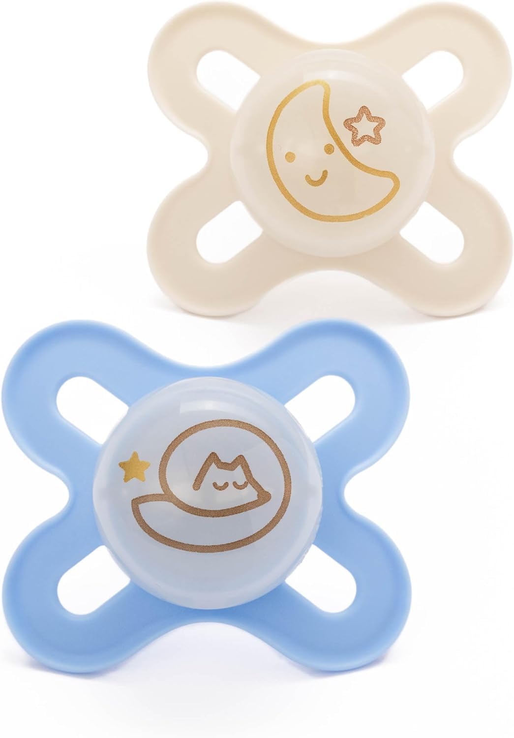MAM Original Start Dummies, 0-2M, 2 Pack, Orthodontic Design, Cream/Yellow