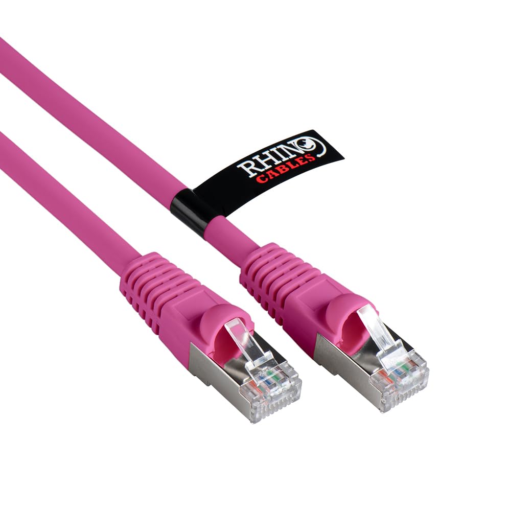 rhinocables CAT 6a Ethernet Cable | 10Gbps S/FT High-Speed & Large Bandwidth Data Transfer | Reliable LAN Network RJ45 Cable | Wi-Fi Broadband Cable for Seamless Gaming & Streaming (0.25m, Pink)
