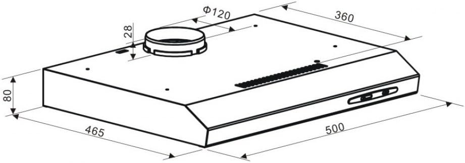 Cookology 50cm Wall Visor Cooker Hood + Ducting Kit - Stainless Steel