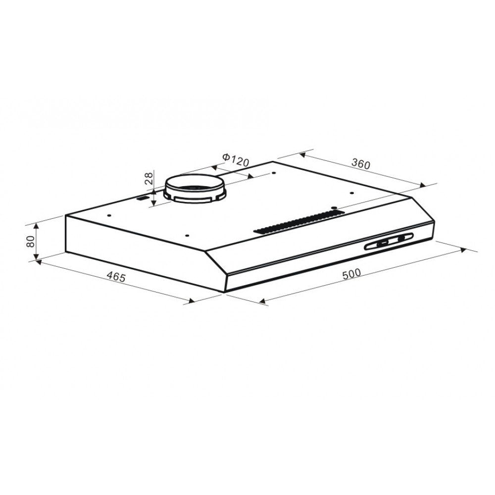 Cookology 50cm Wall Visor Cooker Hood + Ducting Kit - Stainless Steel