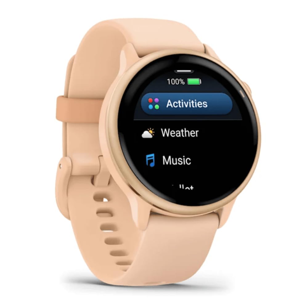 Garmin vívoactive 6, 42mm GPS smartwatch, AMOLED touchscreen, all-day health monitoring, personalised fitness features, advanced sleep coaching, Music, up to 11 days battery life, Bone/Lunar Gold