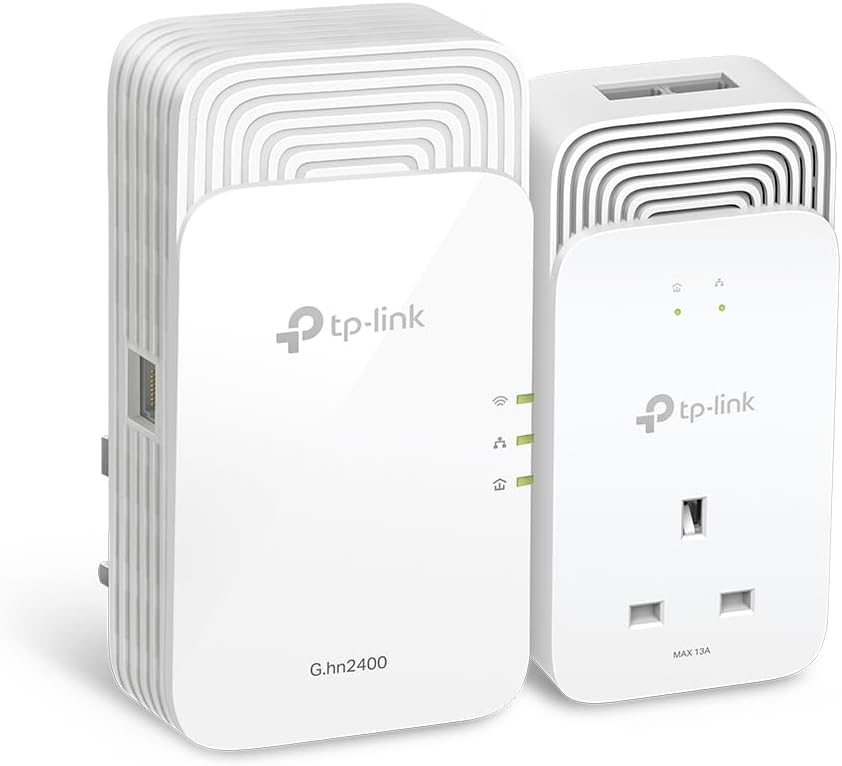 TP-Link TL-WPA4220 2-Port Add-On Powerline Adapter, Range Extender, Broadband/WiFi Extender, WiFi Booster/Hotspot, No Configuration Required, UK Plug