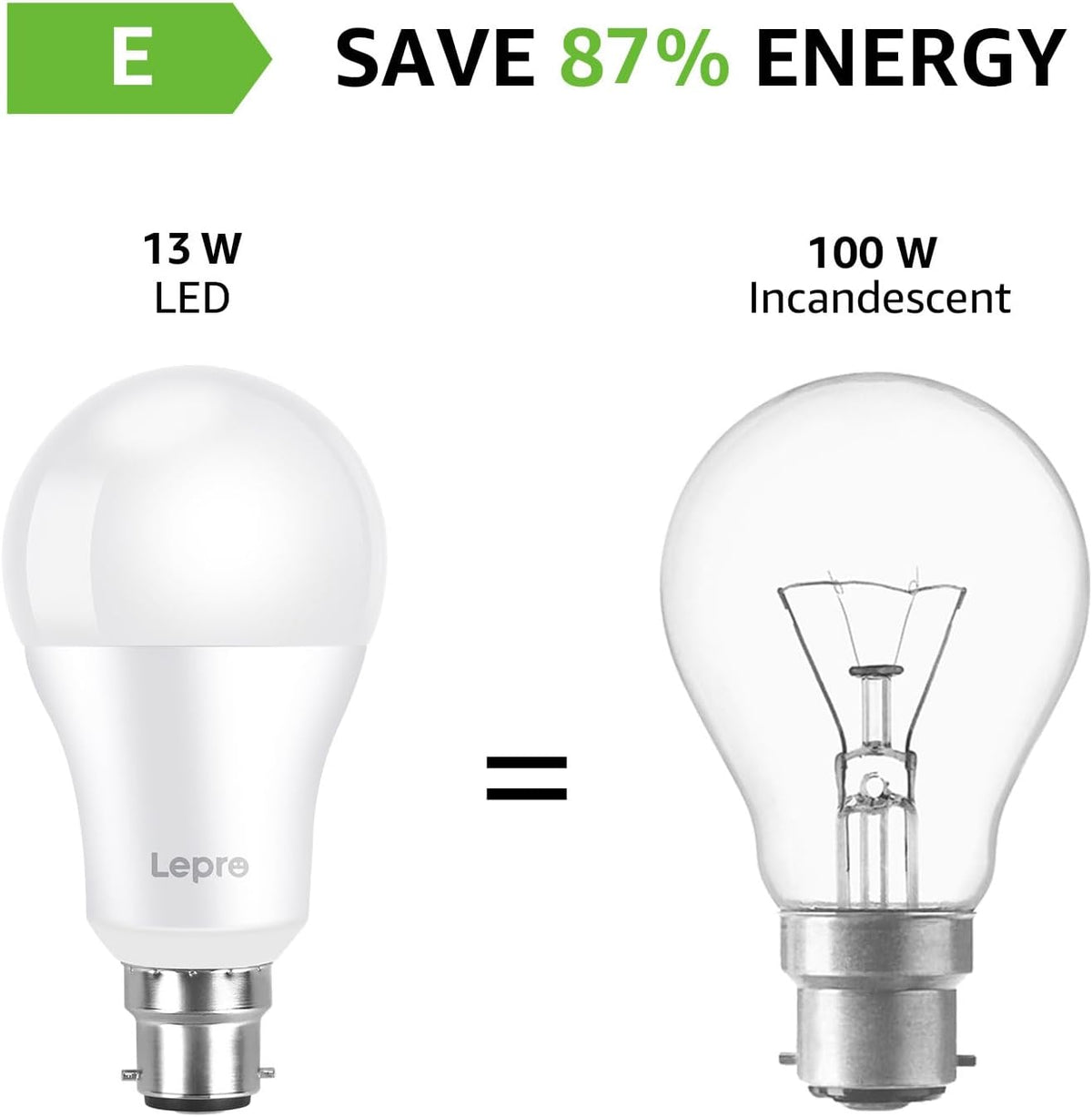 Lepro Bayonet Light Bulbs, 13W=100W, 1520lm Cool White 6500K, Pack of 6