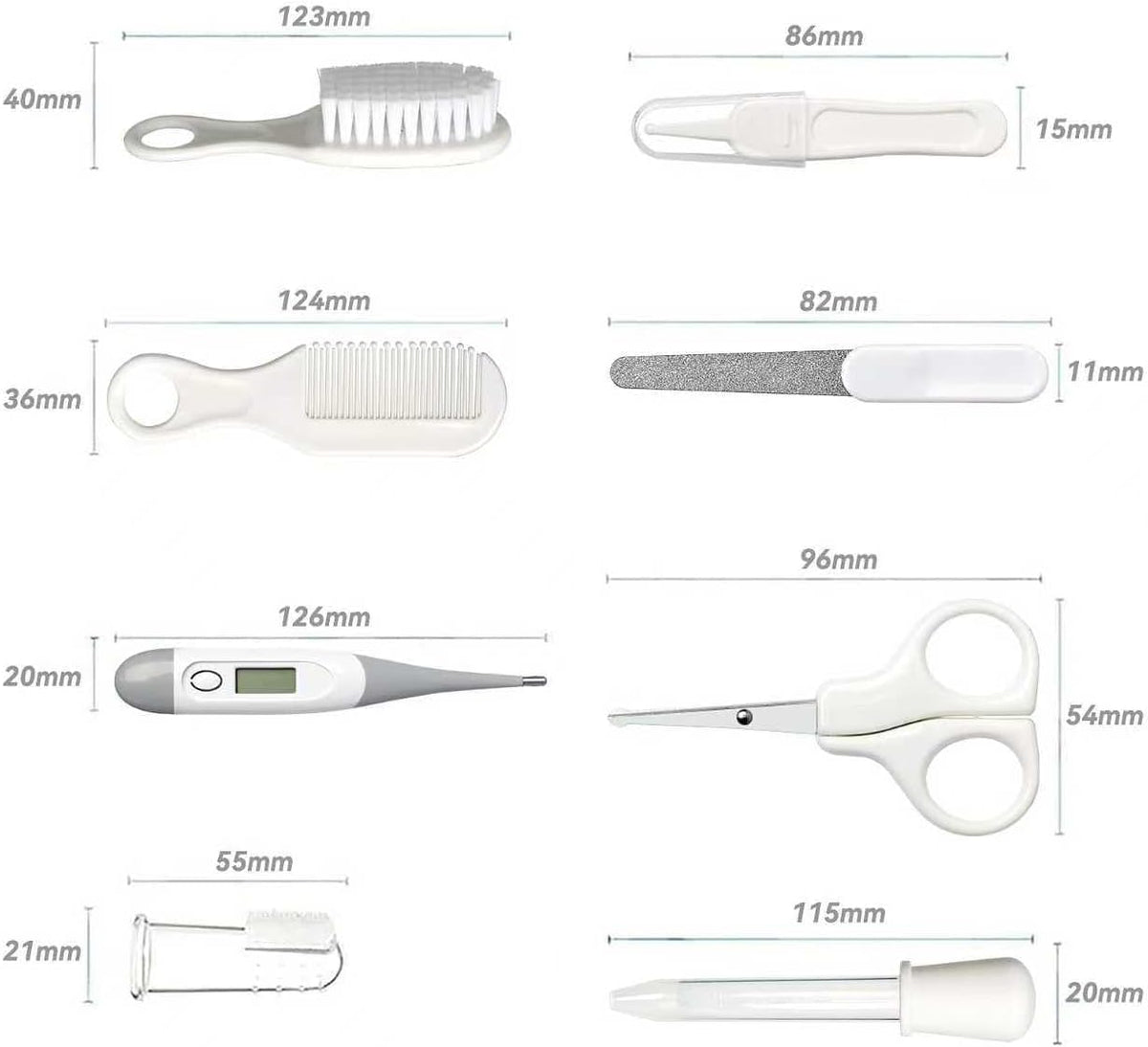 Qunlions life Infant Safety Care Set with Hair Brush Comb Nail Clipper, Baby Essentials Kit for Newborn Girls Boys (Grey White)