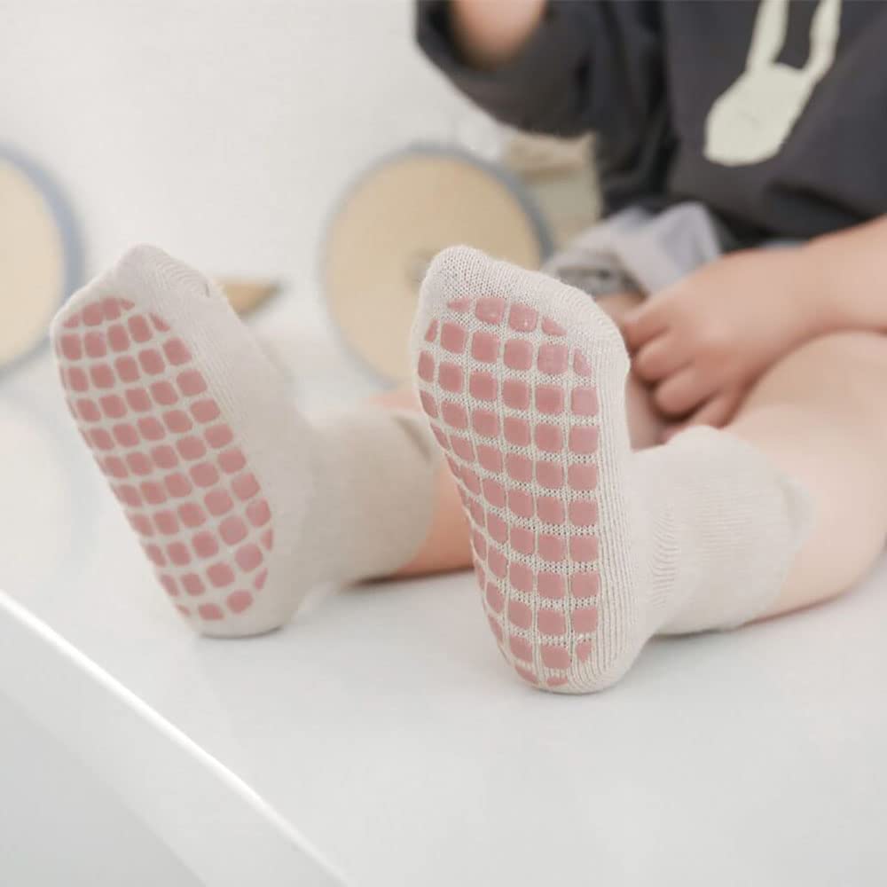 FedMois 5 Pairs Baby Kids Anti-slip Socks Cotton non skid Ankle Socks Animals