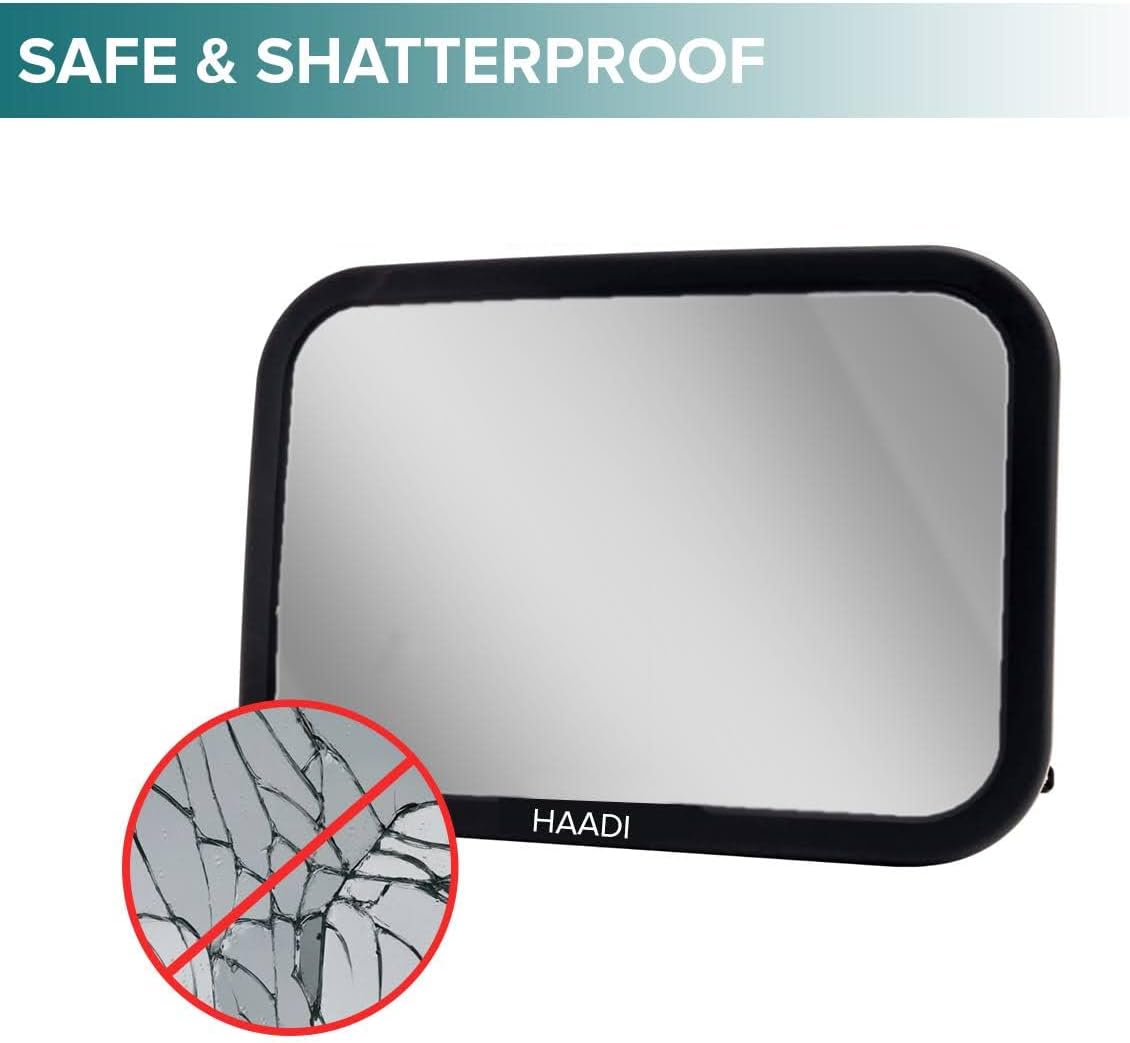 Baby Car Mirror Rear View - 360 ° Adjustable, Extra Wide Crystal Clear & Shatterproof Back Seat Baby Essentials to See Rear Facing Infants, Babies, Kids, Child & New born (Pack of 1)