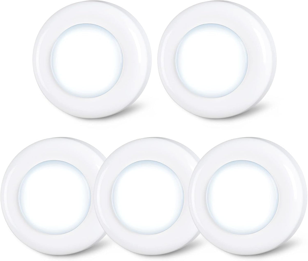 STAR-SPANGLED 2.8” Stick on Puck Lights AAA Battery Operated, 5 Pack White